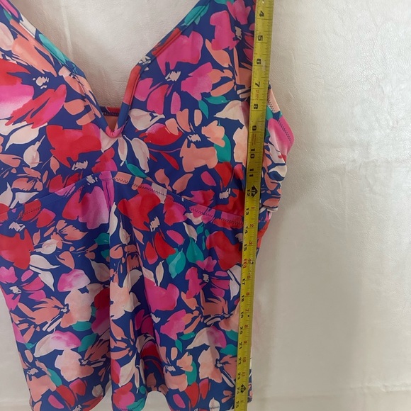 Raisins Floral One Piece Swimsuit Top - Pink and Blue - Picture 8 of 8